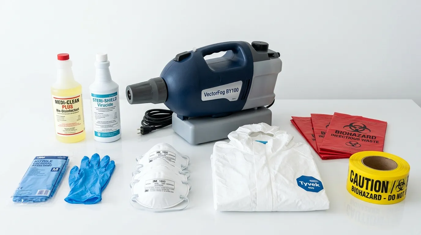 Professional biohazard remediation crew working in Westbury